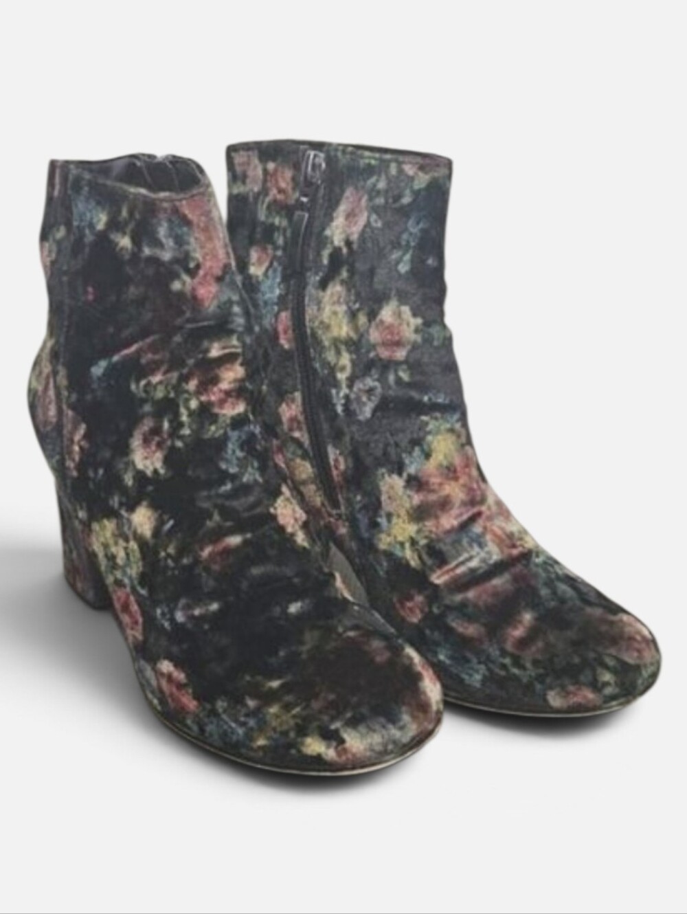 Limelight Monique Velvet Floral Print Booties Boots Woman Size 6.5